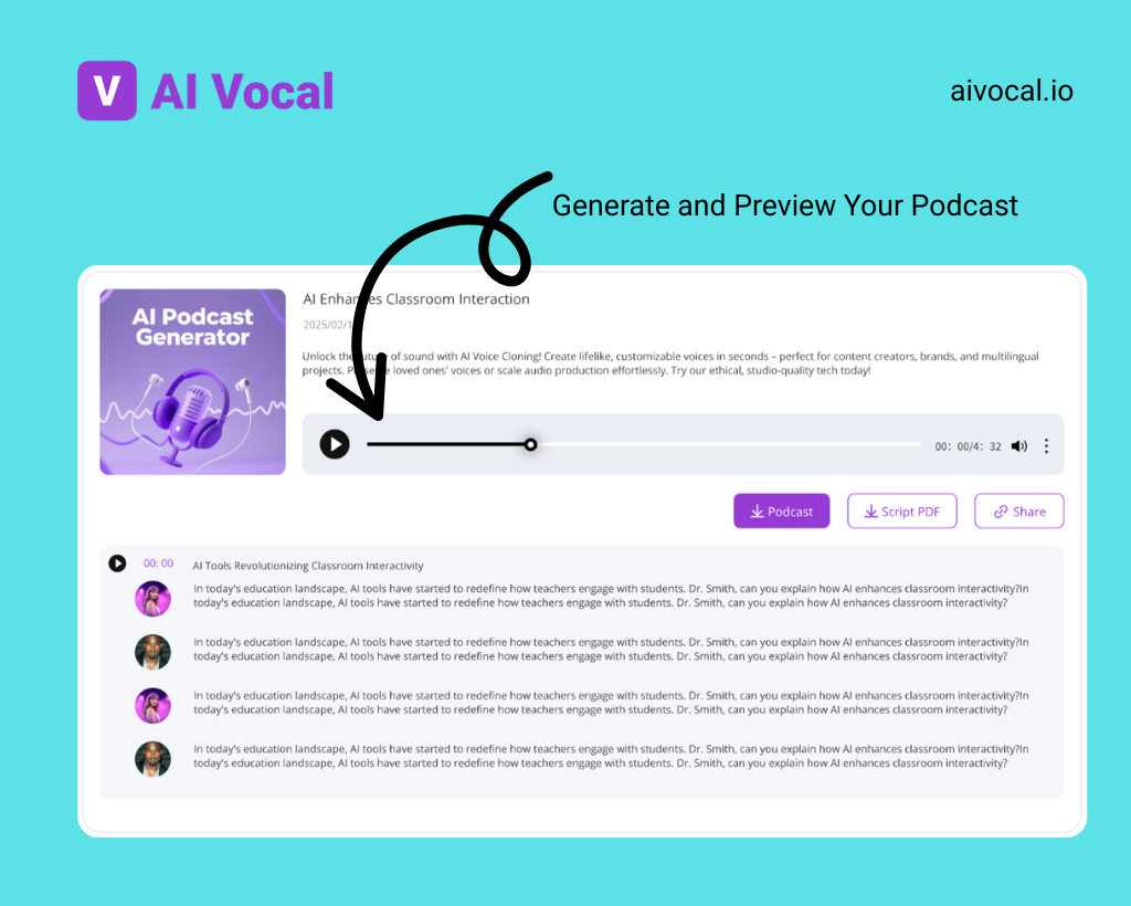 Step 3: Generate and Preview Your Podcast