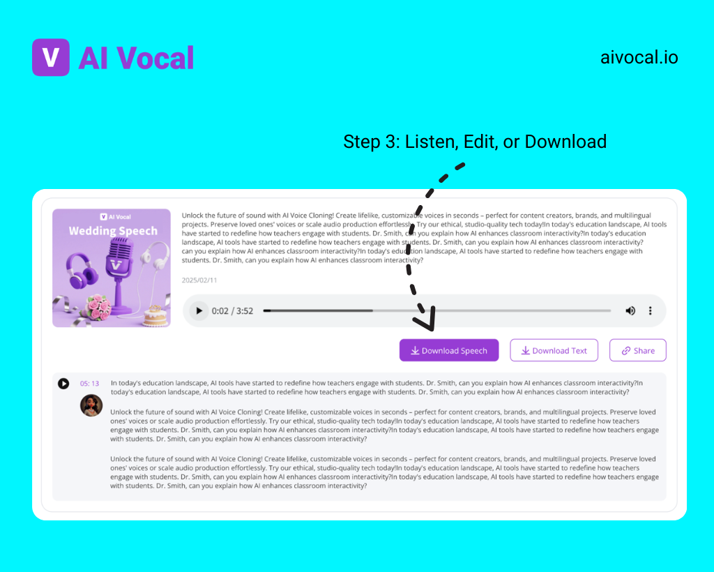 Step 3: Listen, Edit, or Download