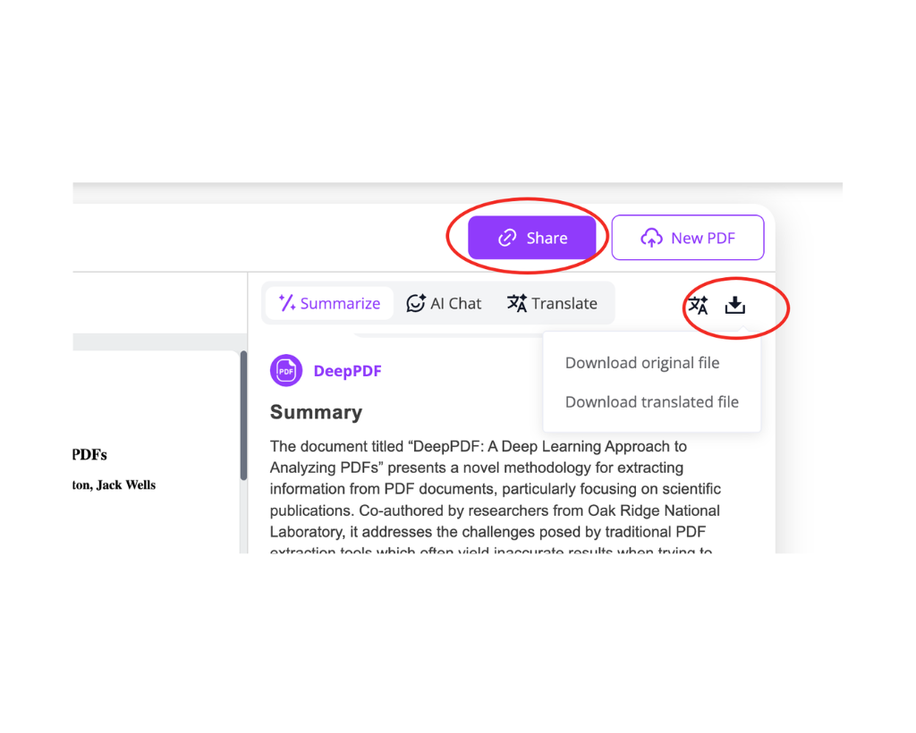Step 3: Reading PDF Summary and Share