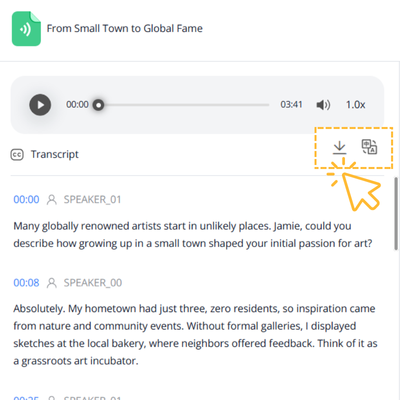 Step2: Review and Download Transcribed Text