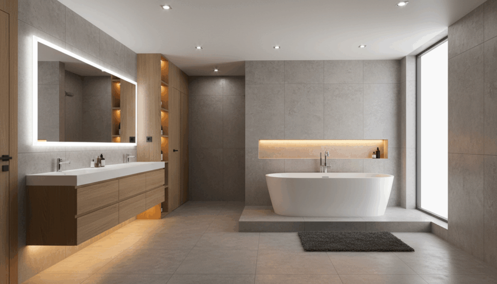 Iluminación en capas en los baños modernos: crea atmósferas que enamoran