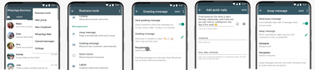 WhatsApp Business App:  Features of Automatic Messaging 