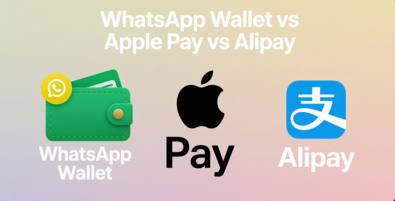 Whatsapp wallet, Apple pay, alipay three logos arranged together
