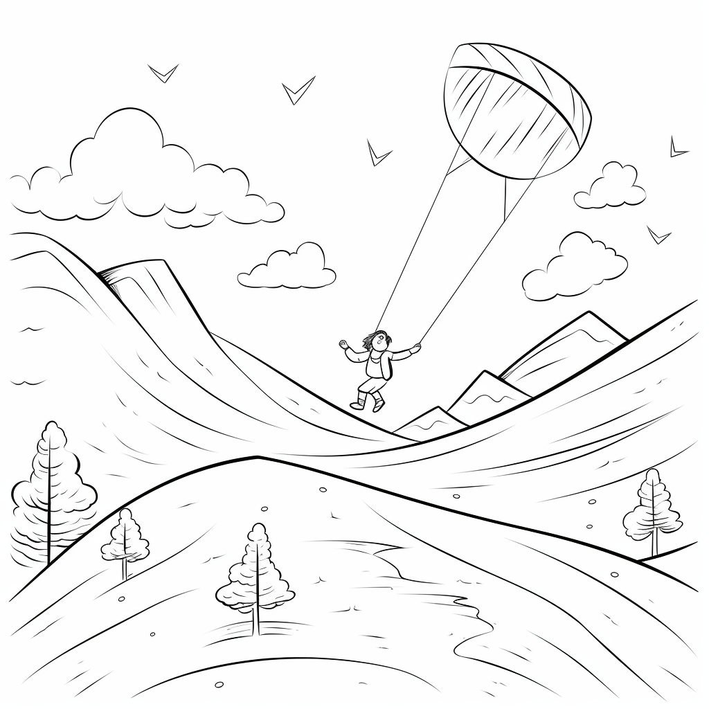 Flying Over Hills coloring page