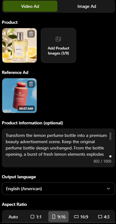 Steps for using AI Ad Clone