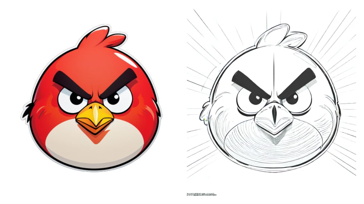 transform a angry bird to a coloring page