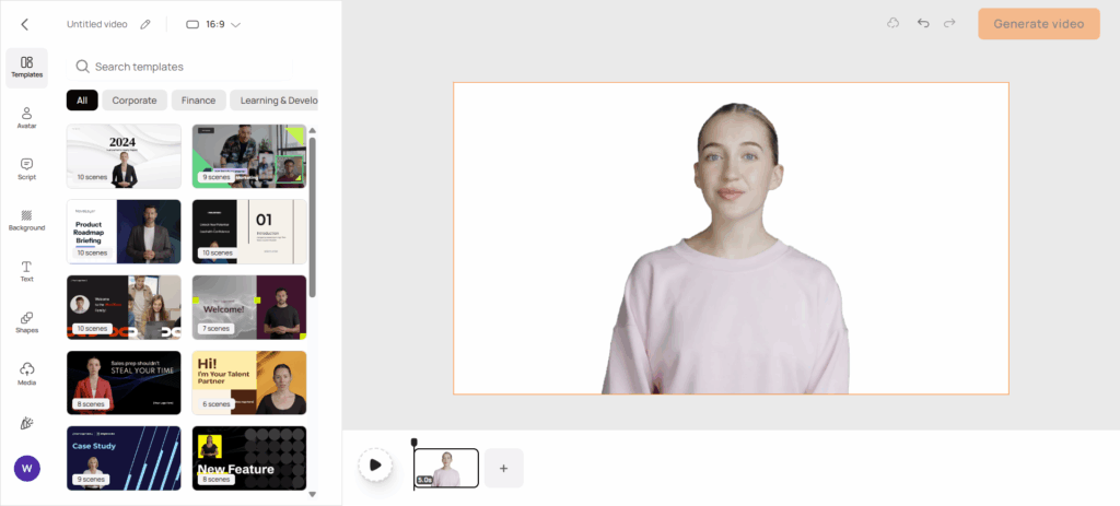 D-ID business avatar presentation template interface