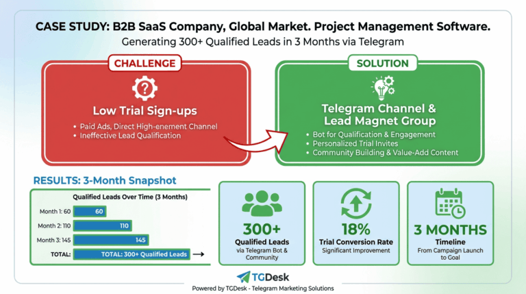 Telegram lead generation case study for SaaS company