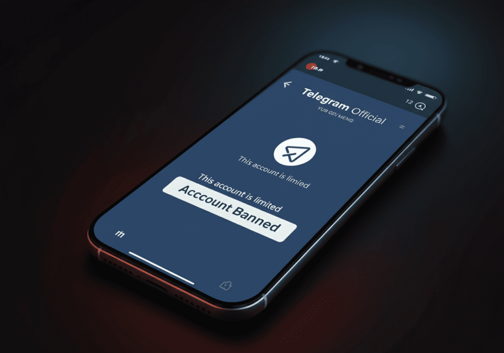 Telegram account banned notification example due to spamming