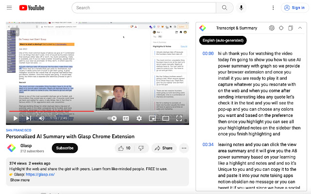 Glasp: YouTube Summary with ChatGPT