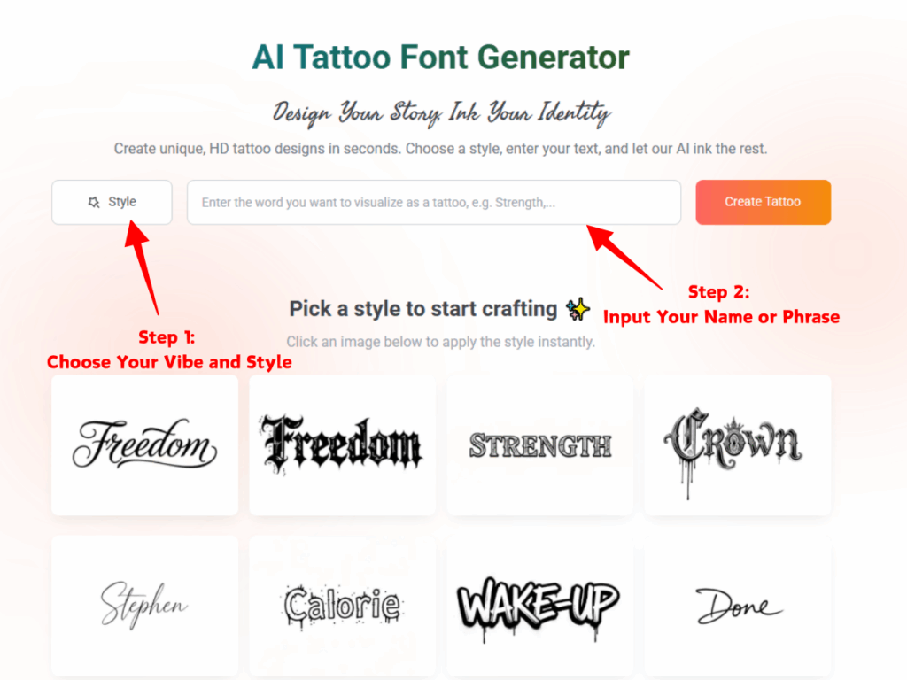 Step 1&2 for Generating Perfect Fonts for Tattoo
