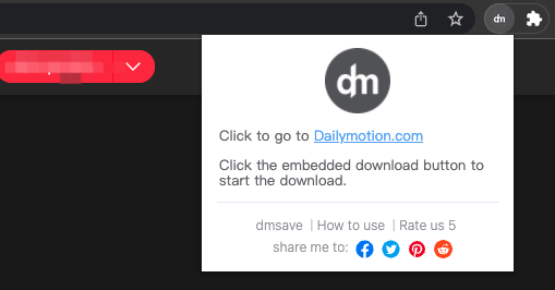 Realize Dailymotion video download through dmsave extension