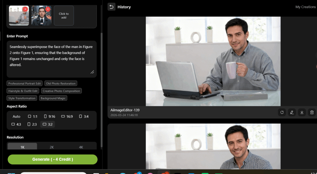 The interface of AI Image Editor