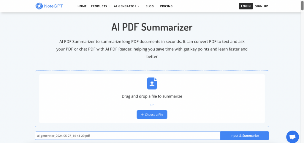 Step 1: Upload your PDF in PDF Summarizer of NoteGPT