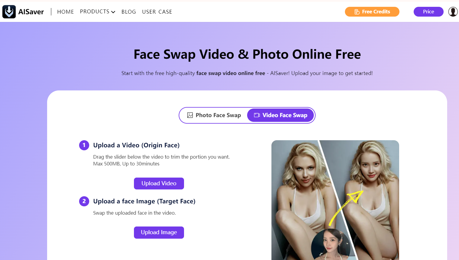 online face swap video tool-aisaver