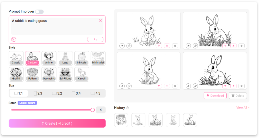 The generation effect of text to coloring   pages
