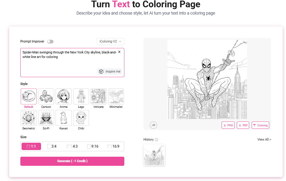 Turn text to coloring page