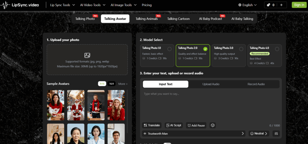 Talking avatar from LipSync.video
