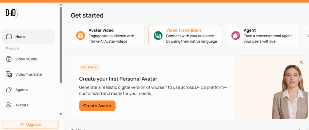 D-ID talking avatar