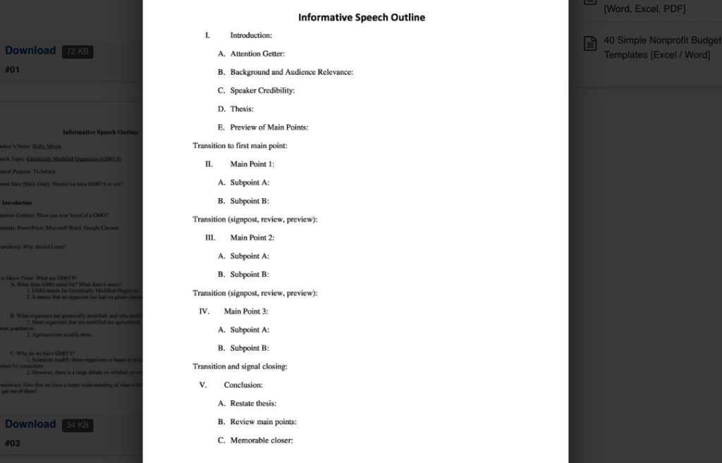 What Is an Informative Speech Preparation Outline?