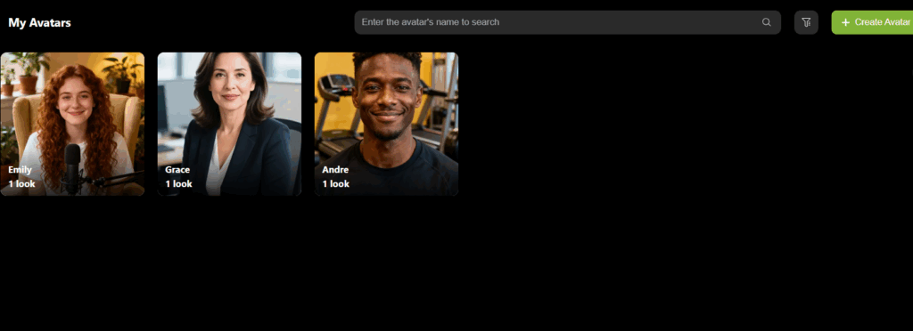 The interface of avatar stock