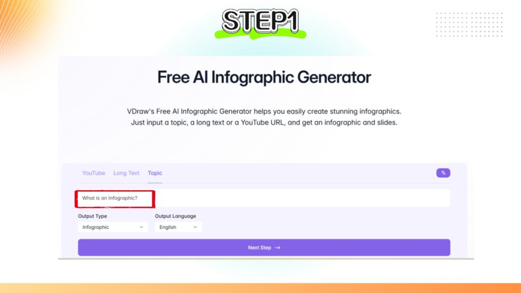 Go to the site and choose the AI Infographic Generator tool