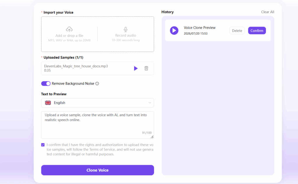 get cloning voice result