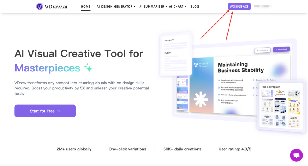 Workspace Entry in Navigation Bar-VDraw