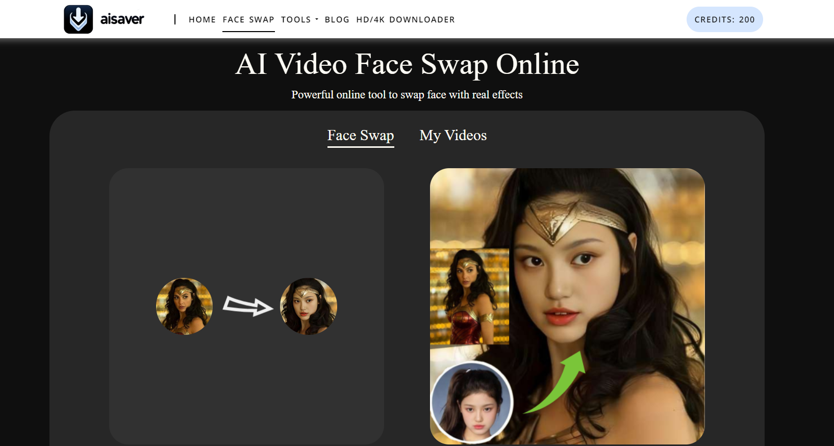 face swap video tool AISaver