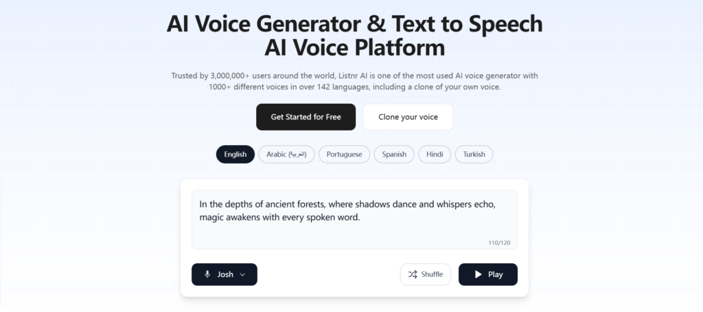 Listnr – Multilingual AI Voice for Global Reach