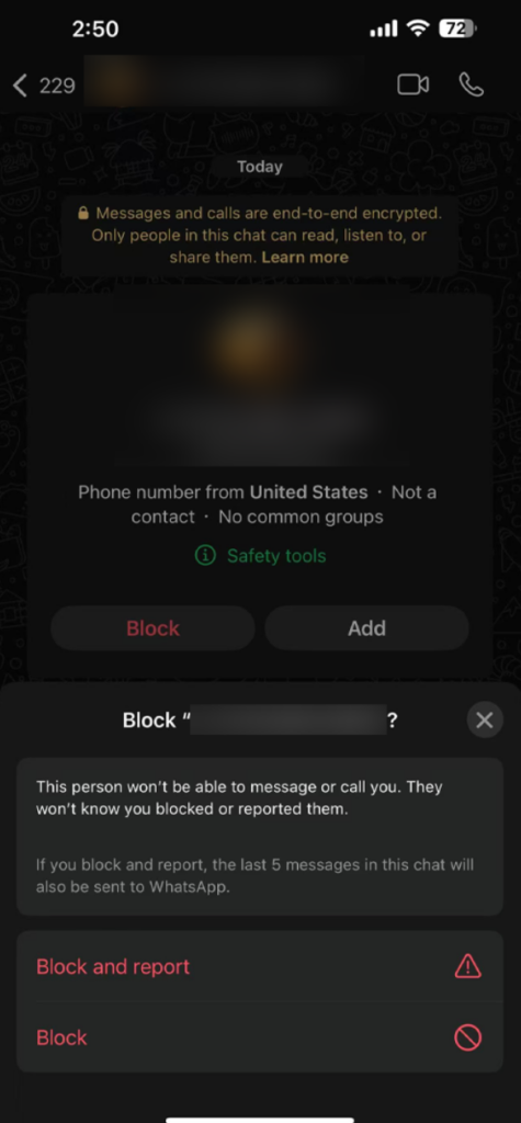 Sending message might be reported