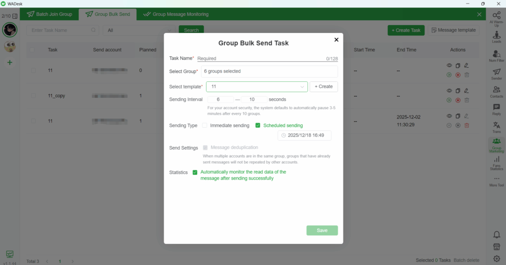WhatsApp Customer Service Automation-Group Bulk Send