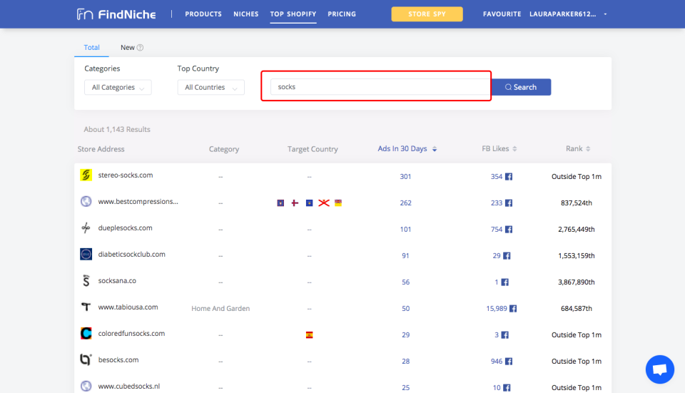 find more Shopify stores with FindNiche