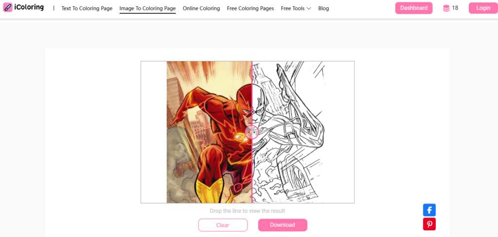 A generated The Flash coloring page from picture