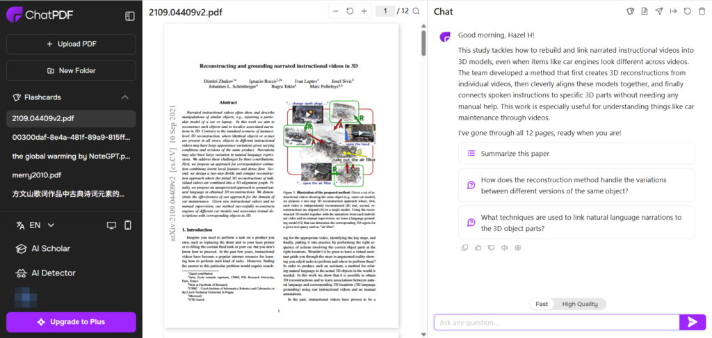 ChatPDF – One of the first and most widely-used PDF chat tools