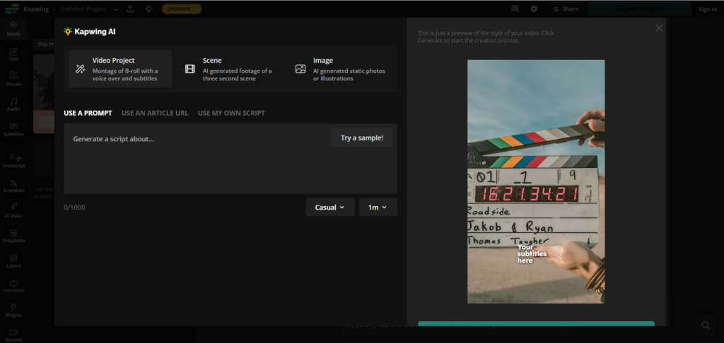 Kapwing – Online Subtitle Generator