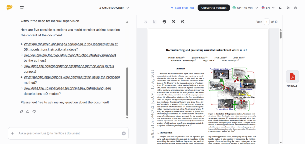 AskYourPDF – Clean UI with support for large PDF files