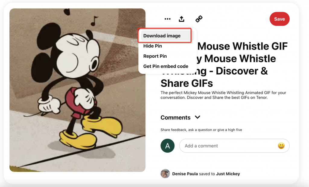 How to download GIF from Pinterest by native button