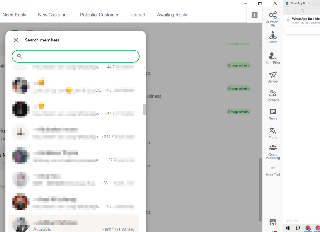 Messaging from WhatsApp Groups