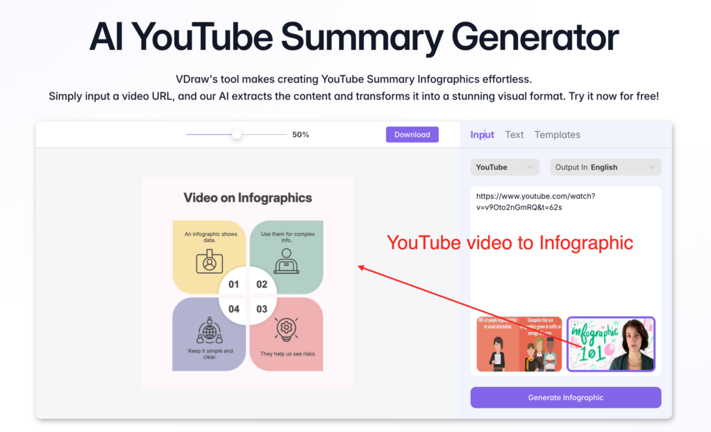 VDraw's AI YouTube Summary Generator