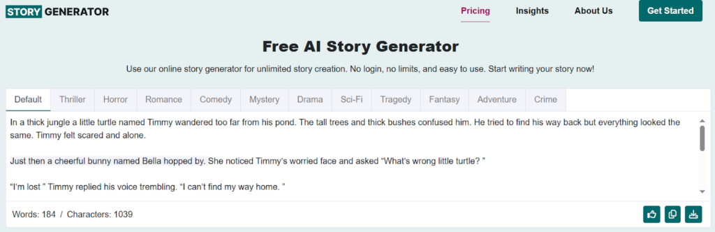 AI story generator