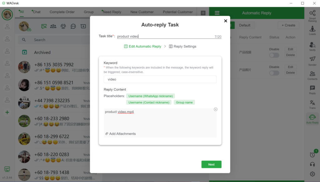Automate the First WhatsApp Response