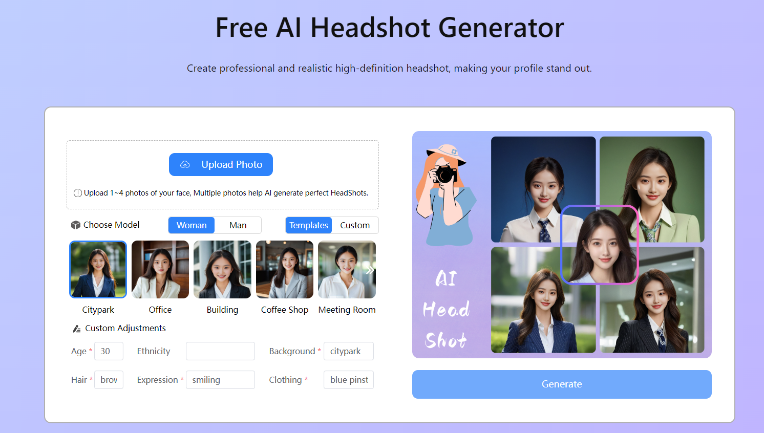 free ai tools-ai headshot genarator