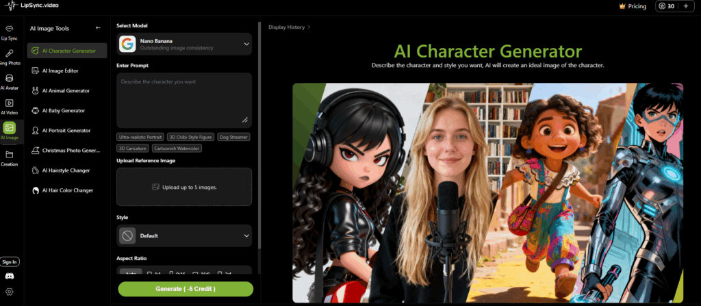 Lipsync.video's AI Character Generator