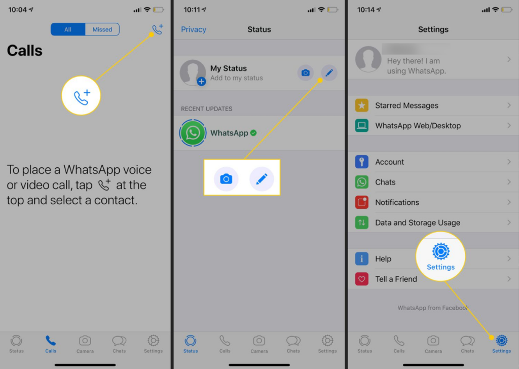 Open the "Setting" on Whatsapp