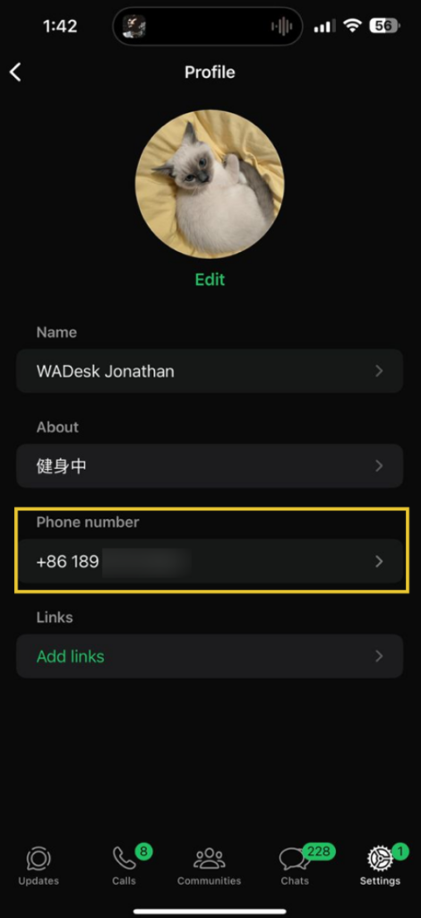 Whatsapp profile