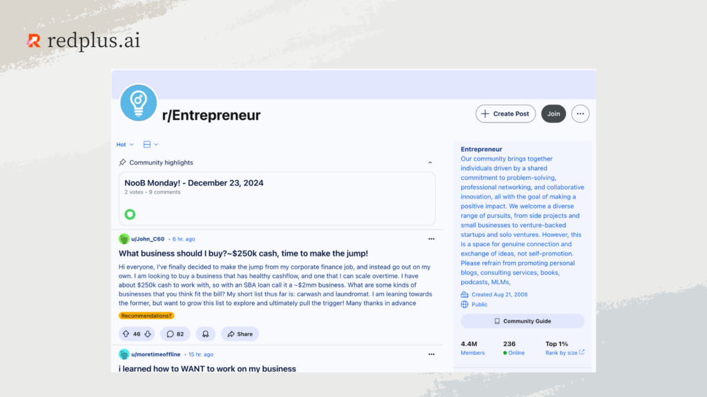 Best Subreddits for Startups - Redplus