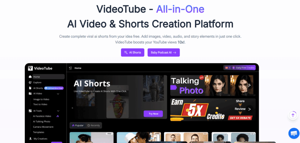 VideoTube – Best for AI Shorts and Faceless Videos