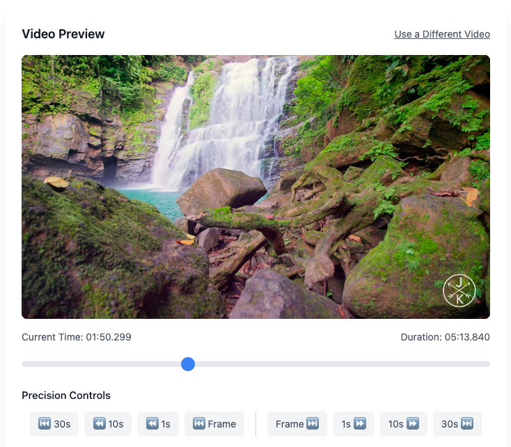 Timeline scrubbing with arrow-key frame-by-frame navigation