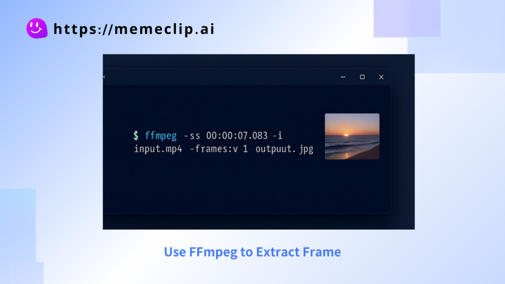 Terminal running ffmpeg single-frame extraction